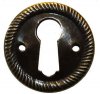 KH-114D Stamped Brass Keyhole Cover with an Antique Finish