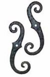 Pair of Cast Iron Shutter Dogs with Lag Bolts Scroll - SHTR-114